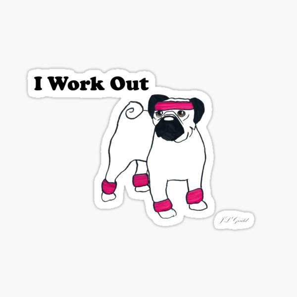 I Work Out Pug Sticker