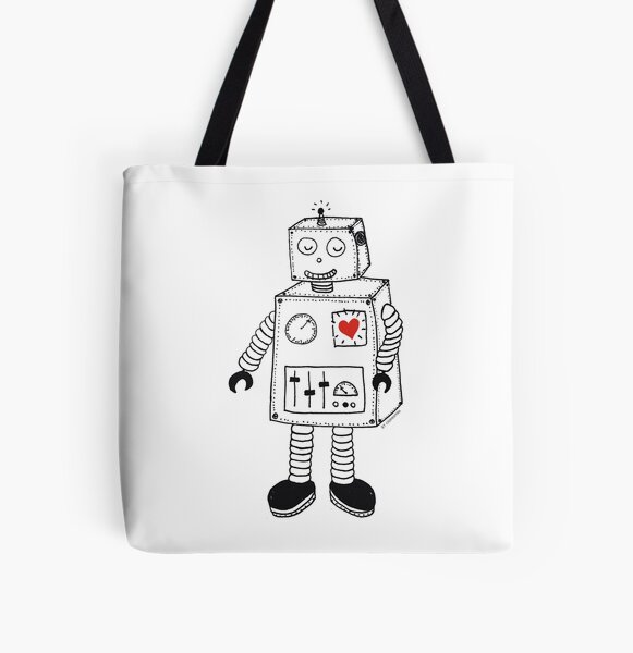 ROBOT <3 All Over Print Tote Bag