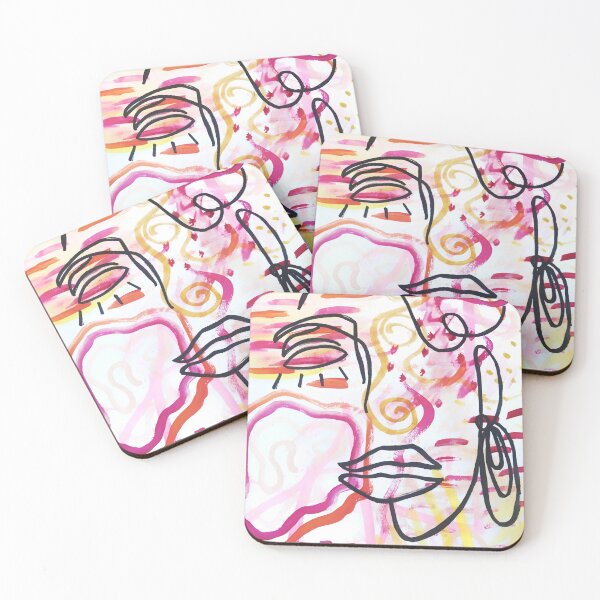 Item preview, Contemporary Abstract Painting with Line Drawing Woman Face designed and sold by taylluna.