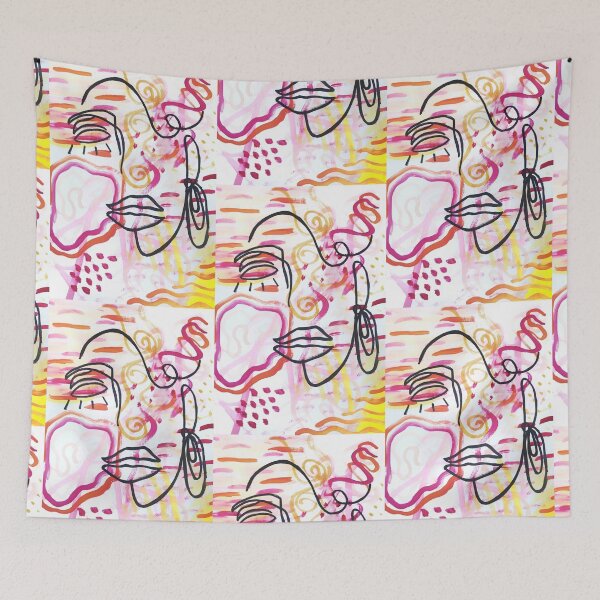 Item preview, Contemporary Abstract Painting with Line Drawing Woman Face designed and sold by taylluna.