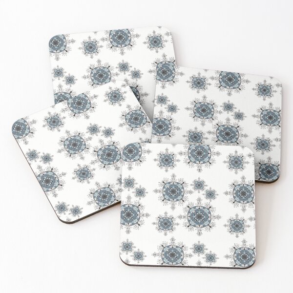 Item preview, Flower Design White and Blue Pattern designed and sold by Artistestella.