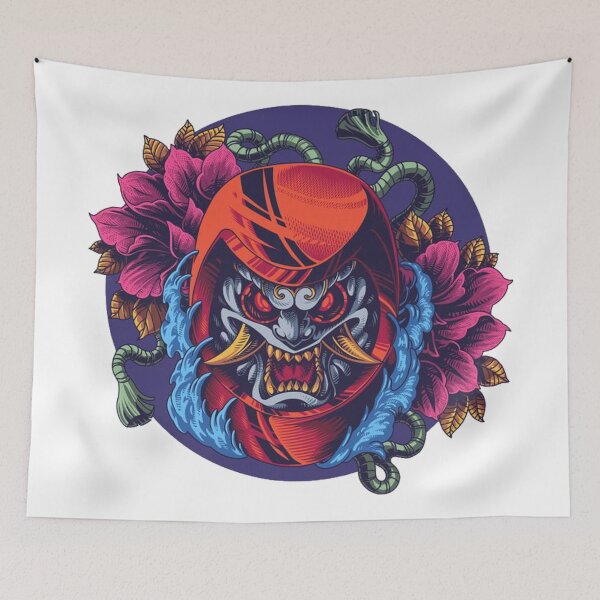 Item preview, oni daruma mascot logo designed and sold by romio006.