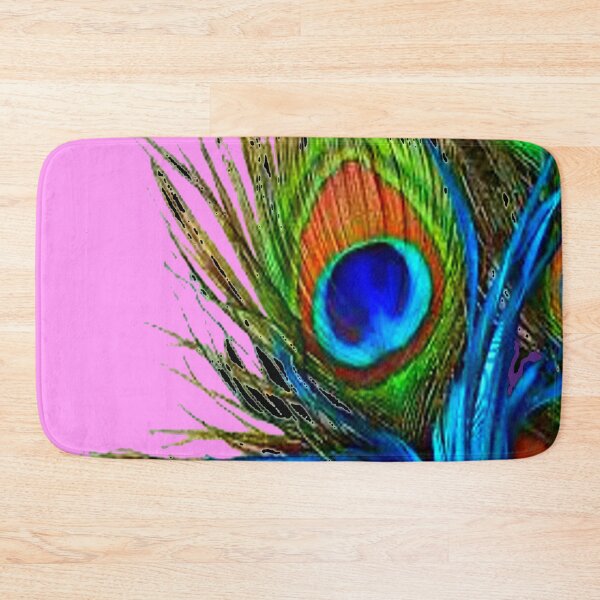 Item preview, PINK ABSTRACT BLUE PEACOCK FEATHER ART designed and sold by sharlesart.
