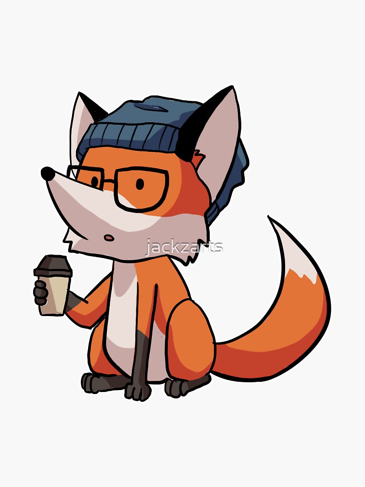 hipster fox sticker by jackzarts  redbubble