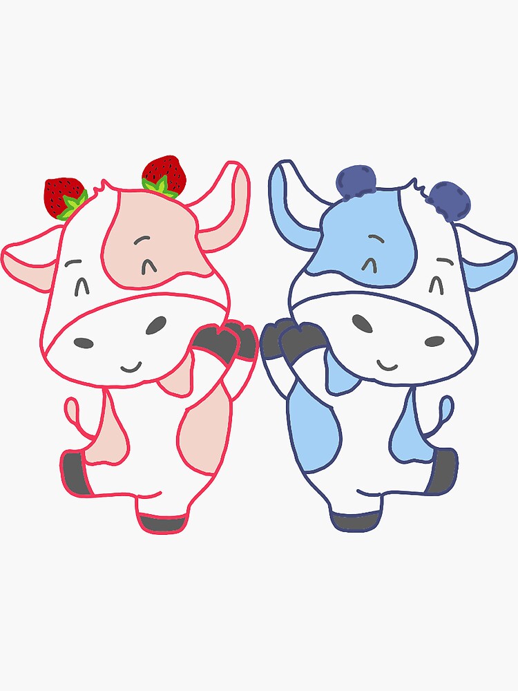 "Strawberry and Blueberry Cow" Sticker by JacDesigns20 Redbubble