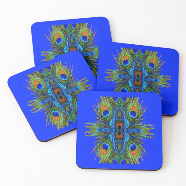 Item preview, AWESOME  BLUE ON & BLUE PEACOCK FEATHER ART ABSTRACT PATTERN  designed and sold by sharlesart.