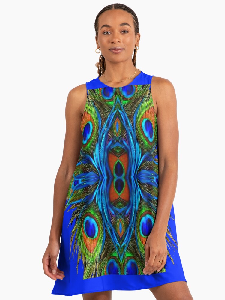 blue peacock feather dress Sexy Slit Jade Shimmer Cutout Peacock Feather Prom Dress main image 0