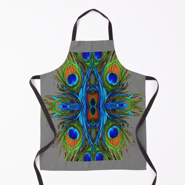 Item preview, GREY COLOR ON BLUE PEACOCK FEATHER ART ABSTRACT PATTERN designed and sold by sharlesart.