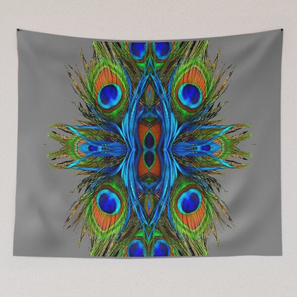 Item preview,  GREY COLOR ON BLUE PEACOCK FEATHER ART ABSTRACT PATTERN  designed and sold by sharlesart.