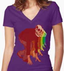 Racing Rainbow Skeletons Women's Fitted V-Neck T-Shirt