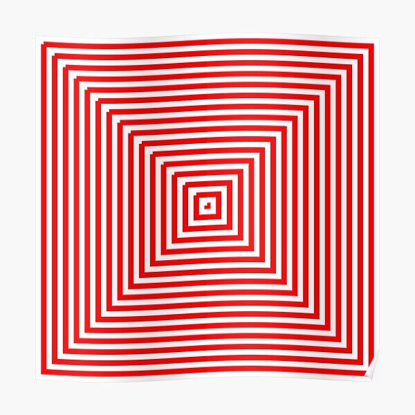 Nested concentric red squares Poster