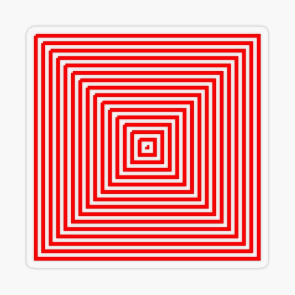 Nested concentric red squares Transparent Sticker