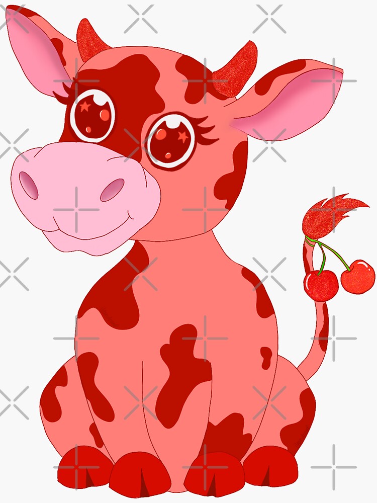 "Cherry Cow " Sticker by ileandraws Redbubble
