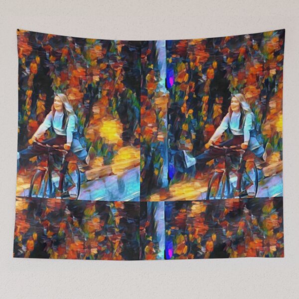Item preview, Girl Enjoying A Ride On a Bicycle Oil Painting Design-Just Enjoy The Ride- designed and sold by Red-ElYoubi.