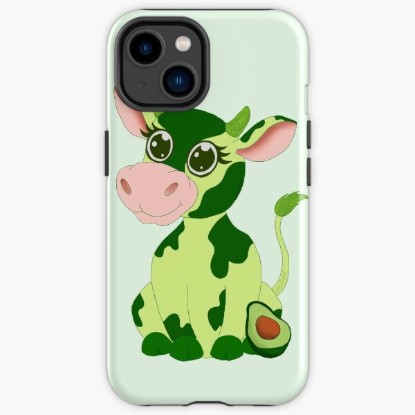 iPhone 14 Baby Avocado Cow Aesthetic Guacamole Line Art Flowers Case