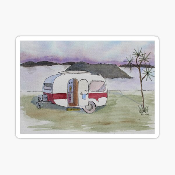 Retro Caravan at Sunset Sticker