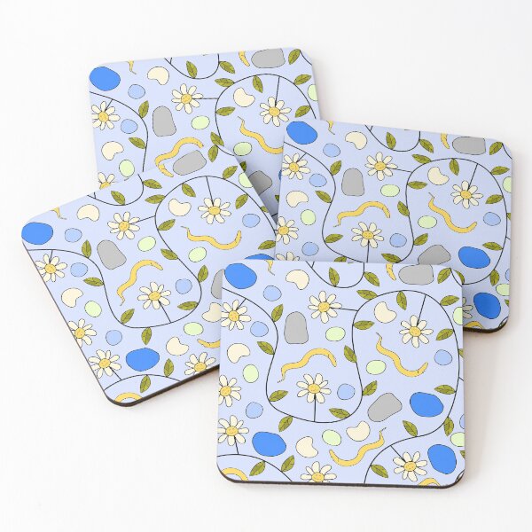 Item preview, C. elegans Worms and Grumpy Flowers on Blue designed and sold by fogoosherie.