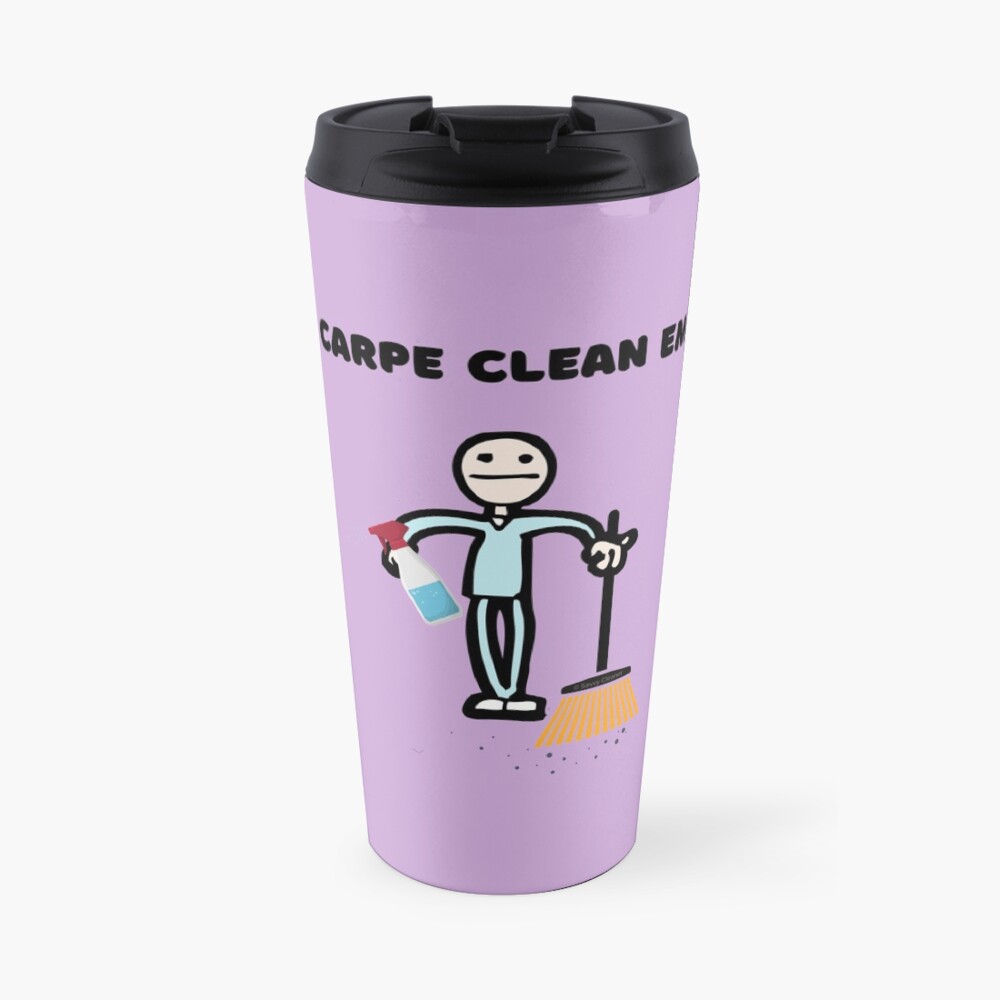 Carpe Clean em Spray Bottle Broom Cleaning Gifts Travel Mug