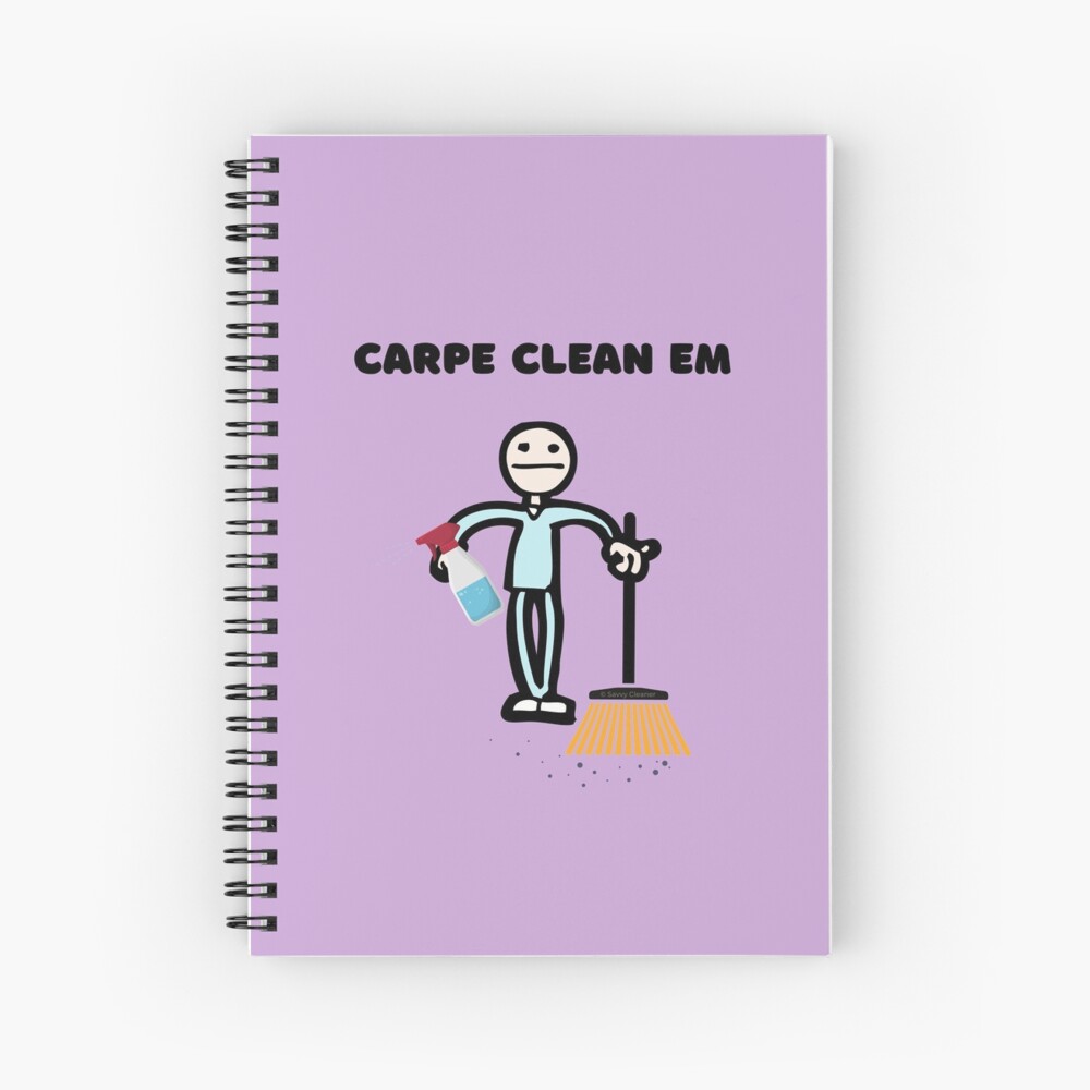 Carpe Clean em Spray Bottle Broom Cleaning Gifts Spiral Notebook