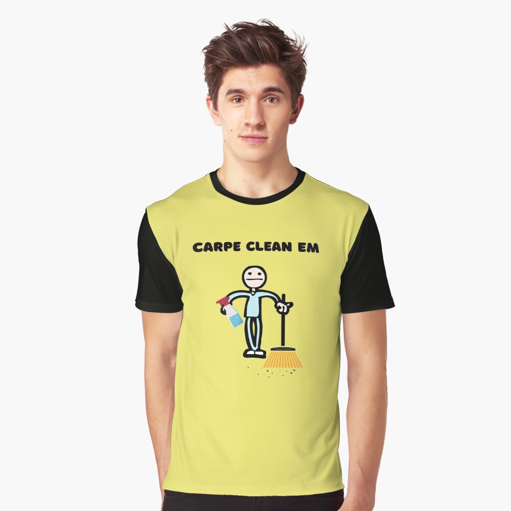 Carpe Clean em Spray Bottle Broom Cleaning Gifts Graphic T-Shirt