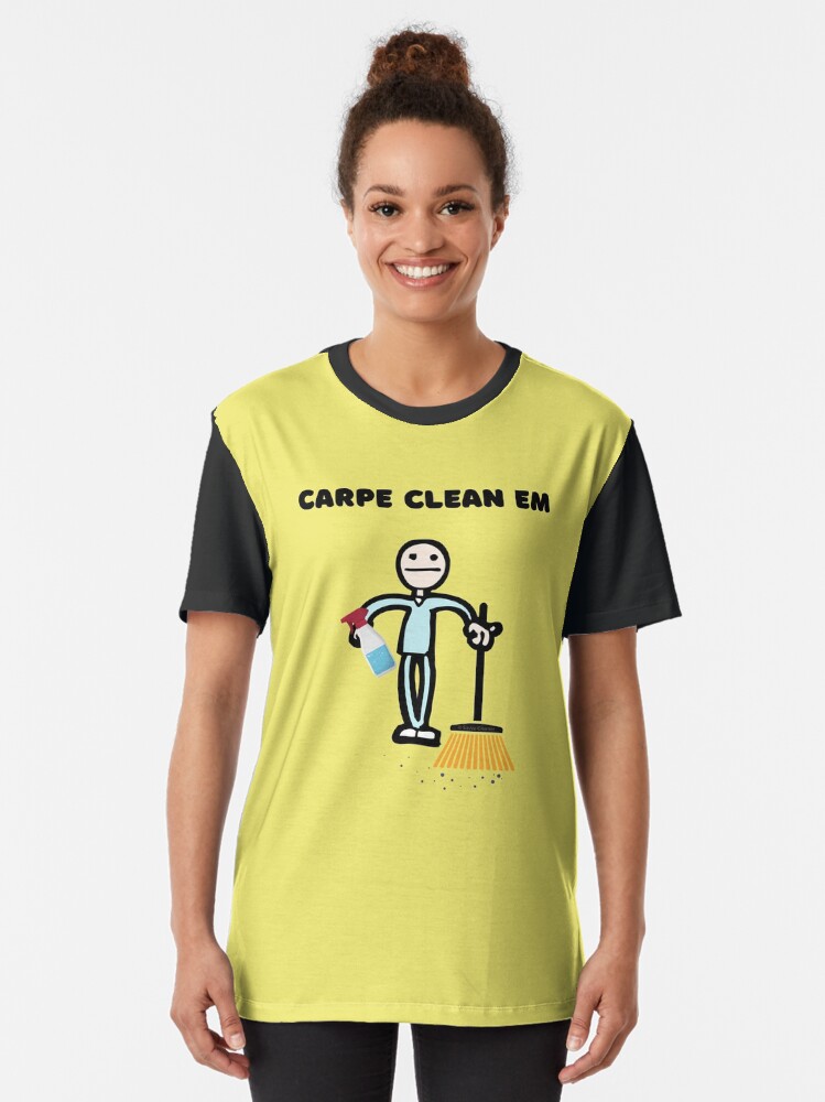 Alternate view of Carpe Clean em Spray Bottle Broom Cleaning Gifts Graphic T-Shirt