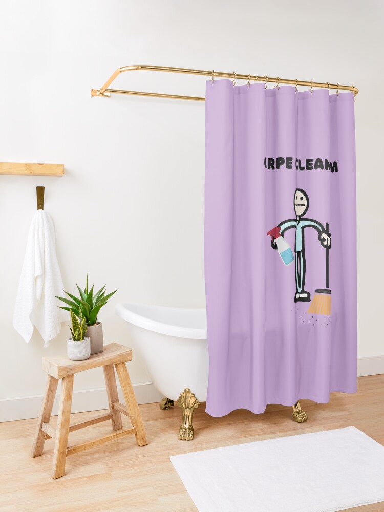 Alternate view of Carpe Clean em Spray Bottle Broom Cleaning Gifts Shower Curtain