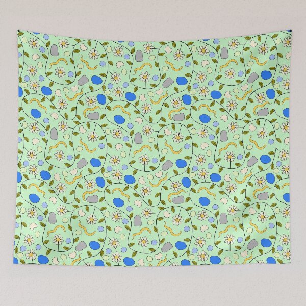 Item preview, C. elegans Worms and Grumpy Flowers on Green designed and sold by fogoosherie.
