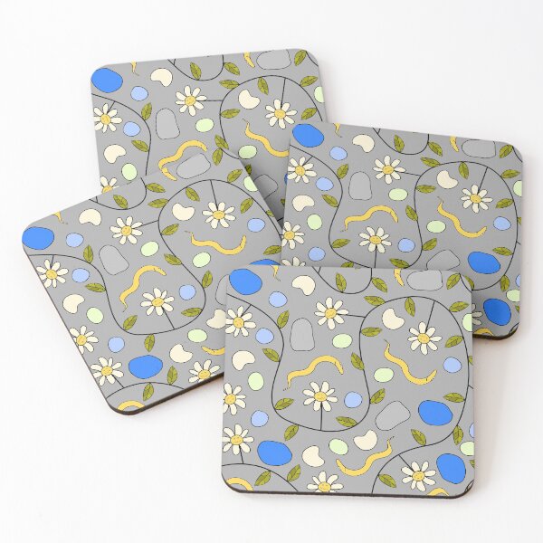 Item preview, C. elegans Worms and Grumpy Flowers on Grey designed and sold by fogoosherie.