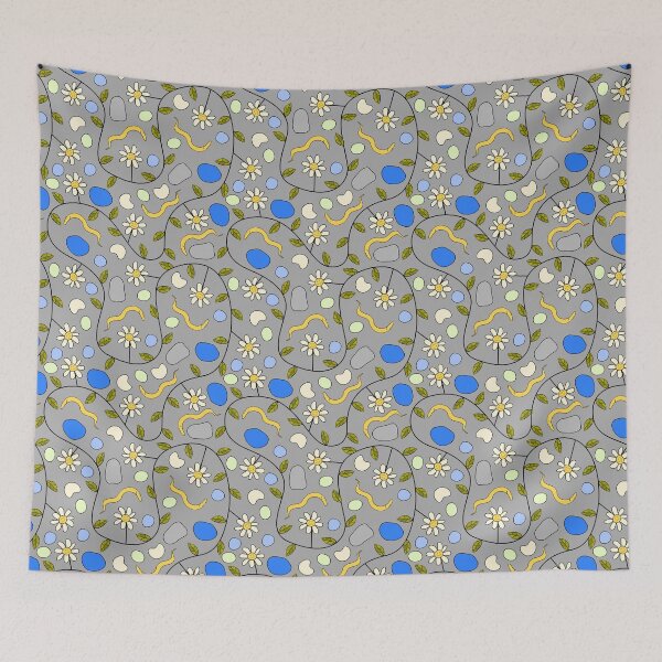 Item preview, C. elegans Worms and Grumpy Flowers on Grey designed and sold by fogoosherie.