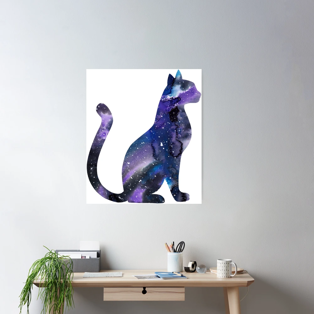 Galaxy Cat in Blue and Purple Poster for Sale by Anne Stenbye