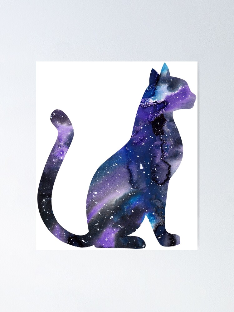 Pet’s and solar system lover, Galaxy Cat, cute Purple Cat in space design |  Art Board Print