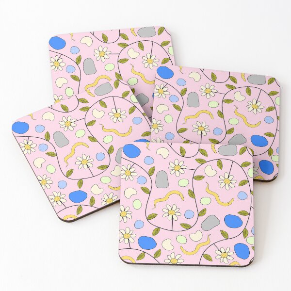 Item preview, C. elegans Worms and Grumpy Flowers on Pink designed and sold by fogoosherie.