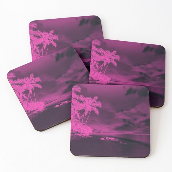 Item preview, Tropical Beach Scenery Silhouette with Pink & Black Tones designed and sold by MamaSweetea.