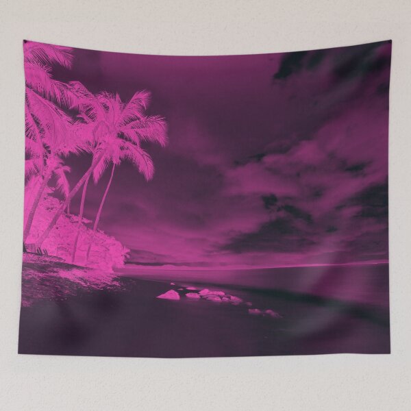 Item preview, Tropical Beach Scenery Silhouette with Pink & Black Tones designed and sold by MamaSweetea.