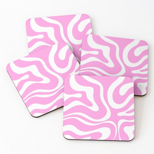 Item preview, Modern Retro Liquid Swirl Abstract Pattern Square in Candy Pink and White designed and sold by kierkegaard.