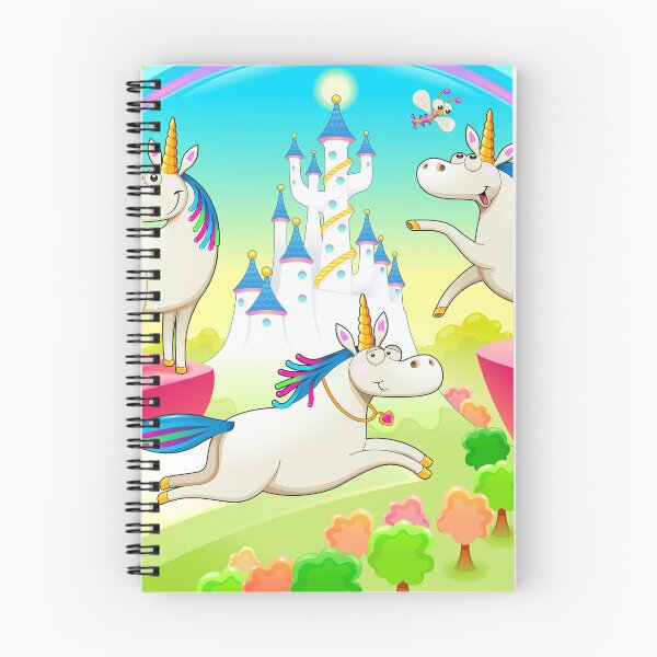 Item preview, Unicorns frolic in front of a Rainbow and Castle designed and sold by 1louder.