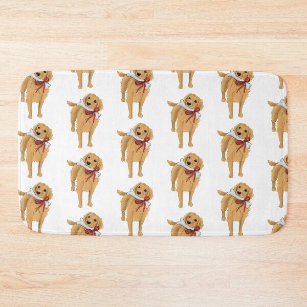 Item preview, Cute Golden Retriever Holding a Bone with a Red Bow designed and sold by ElysianCreation.