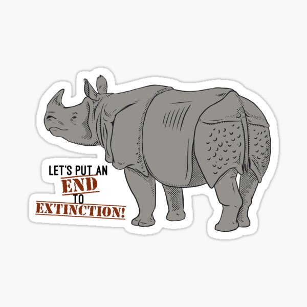 "Let's Put an END to Extinction!" Rhino - color Sticker