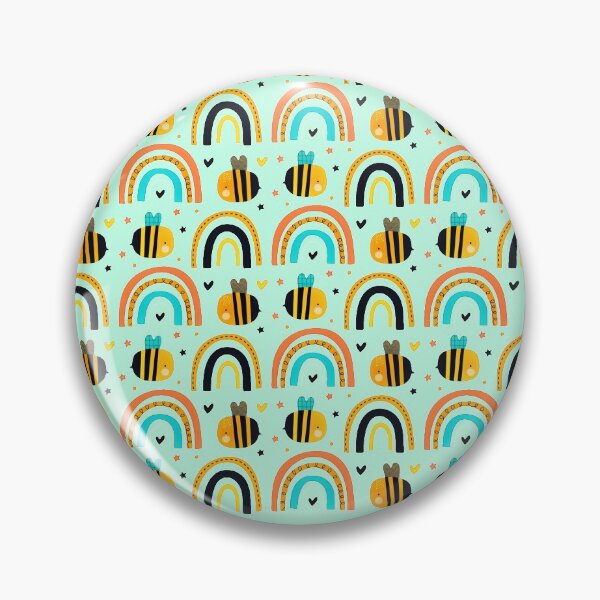 Item preview, RAINBOW AND BEES PATTERN designed and sold by NATUREZONE.