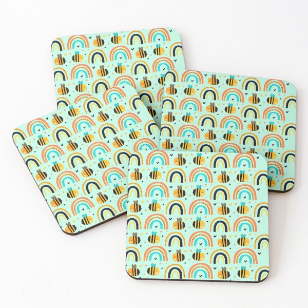 Item preview, RAINBOW AND BEES PATTERN designed and sold by NATUREZONE.