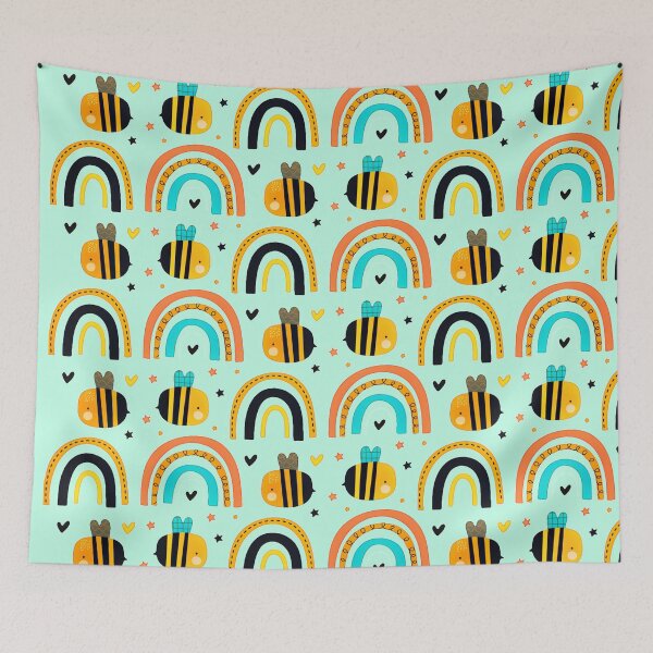 Item preview, RAINBOW AND BEES PATTERN designed and sold by NATUREZONE.