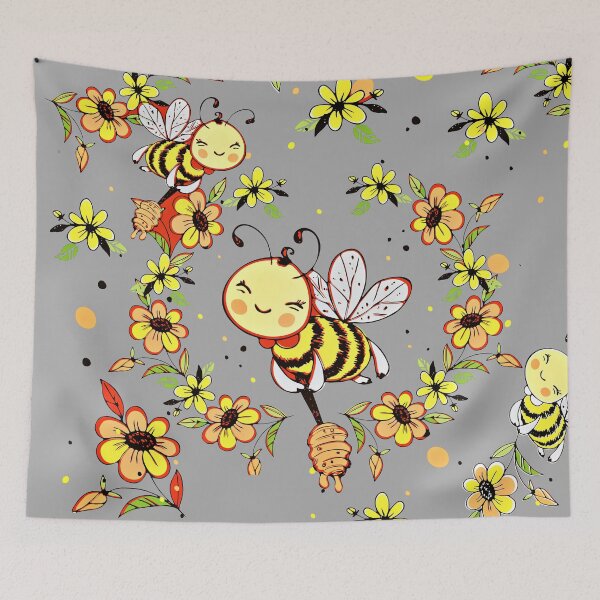 Item preview, FLOWERS AND BEES PATTERN designed and sold by NATUREZONE.