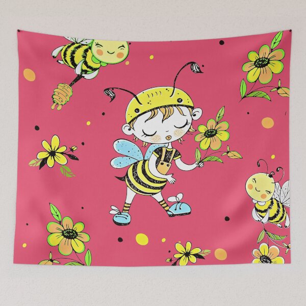 Item preview, FLOWERS AND BEES PATTERN designed and sold by NATUREZONE.