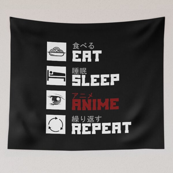Item preview, Eat Sleep Anime Manga Japanese Kanji Japan designed and sold by DerNerd.