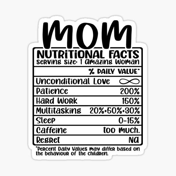  ThisWear Mom Nutritional Facts Label Funny Gifts for