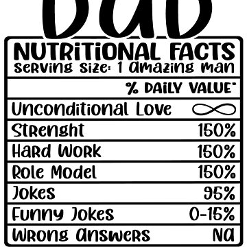 Dad Nutritional Facts Funny Gifts For Dad