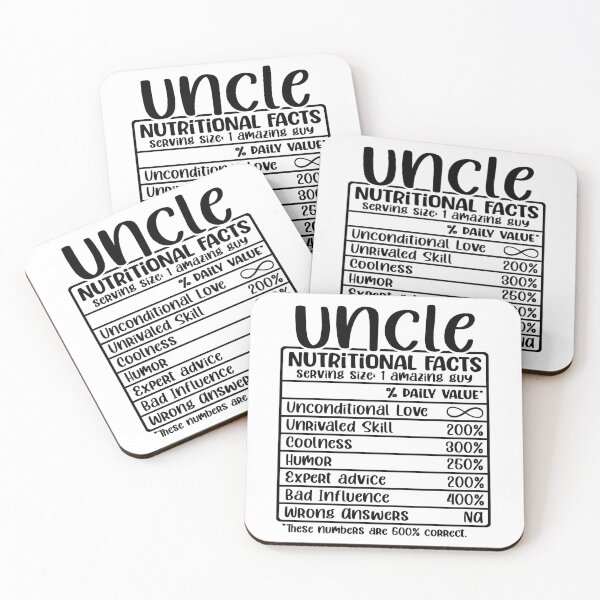 Item preview, Uncle, Nutritional Facts, Funny Uncle Gift designed and sold by FuntasticDez.