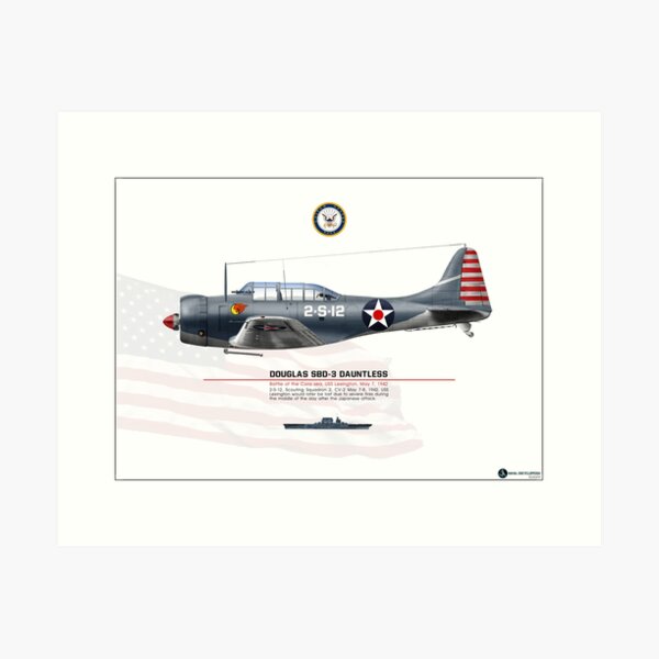 Douglas SBD-3 Dauntless USS Lexington Coral sea Art Print
