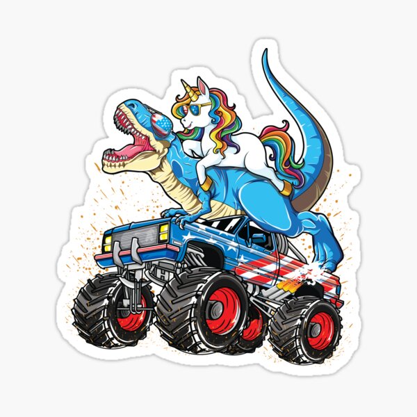Item preview, Unicorn Riding T-rex Monster Truck Boys Girls designed and sold by mejeoshop.