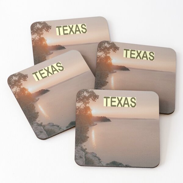 Item preview, Reflection Texas Sunset Over Waters Trees Rocks Grey Sky designed and sold by NadeenInspires.